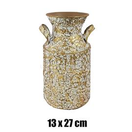 QX IMPEX KFT IRIS bádog váza, 2 füllel, arany, fehér nyomott mintás 13 x 27 cm QX_IMPEX_KFT_80938 small