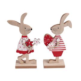 QX IMPEX KFT IRIS dekor fa nyúl fiú/lány álló piros/fehér 2 szortiment 9x18cm QX_IMPEX_KFT_65710 small