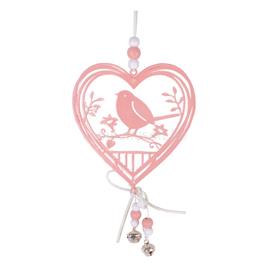 QX IMPEX KFT IRIS dekor fém akasztós ajtódísz szív+madár rózsaszín 30x11cm QX_IMPEX_KFT_69467 small