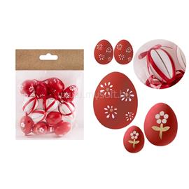 QX IMPEX KFT IRIS dekor műanyag tojás x12 piros virágos/csíkos 3x4cm QX_IMPEX_KFT_72025 small