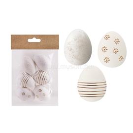 QX IMPEX KFT IRIS dekor műanyag tojás x6 fehér/arany minta 4x6cm QX_IMPEX_KFT_72029 small