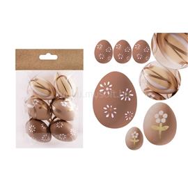 QX IMPEX KFT IRIS dekor műanyag tojás x6 natúr virágos/csíkos 4x6cm QX_IMPEX_KFT_72019 small
