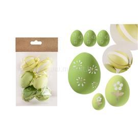 QX IMPEX KFT IRIS dekor műanyag tojás x6 zöld virágos/csíkos 4x6cm QX_IMPEX_KFT_72021 small