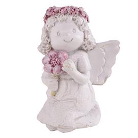 QX IMPEX KFT IRIS dekor műgyanta angyal áll+virág koszorú fehér 9,8cm QX_IMPEX_KFT_46645 small