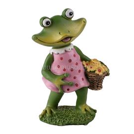 QX IMPEX KFT IRIS dekor műgyanta béka+virágkosár zöld/rózsaszín 9,9cm QX_IMPEX_KFT_46656 small