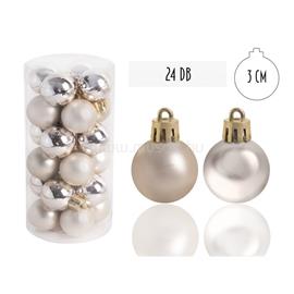 QX IMPEX KFT IRIS Karácsonyfa gömb krém ezüst, 24 db-os, 3cm QX_IMPEX_KFT_050389 small