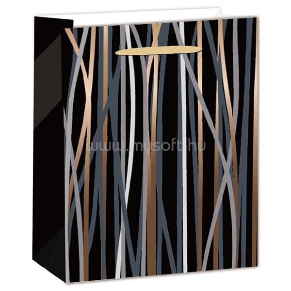 QX IMPEX KFT IRIS matt papírtasak boros fekete/bronz csíkos 12 x 36cm