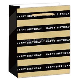 QX IMPEX KFT IRIS matt papírtasak hologrammos hot stamp Happy Birtday fekete/arany 26 x 32cm QX_IMPEX_KFT_370576 small