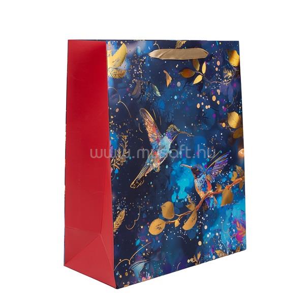 QX IMPEX KFT IRIS matt papírtasak hologrammos hot stamp kék kolibri 18 x 23cm