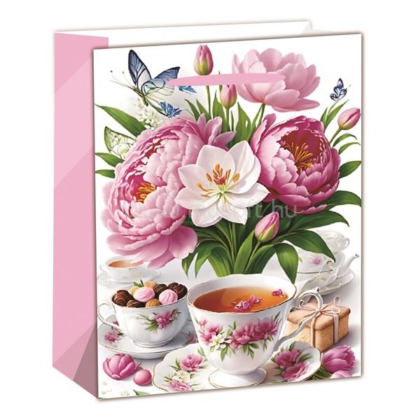 QX IMPEX KFT IRIS matt papírtasak rózsa+tea 18 x 23cm