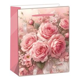 QX IMPEX KFT IRIS matt papírtasak rózsacsokros rózsaszín 26 x 32cm QX_IMPEX_KFT_370503 small