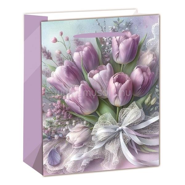 QX IMPEX KFT IRIS matt papírtasak tulipáncsokros lila 26 x 32cm