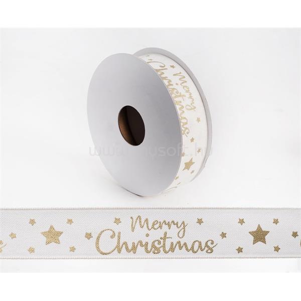 QX IMPEX KFT IRIS szalag merry christmas krém 25mm/10méter