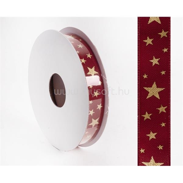 QX IMPEX KFT IRIS szalag textil csillagos bordó 15mm/10méter