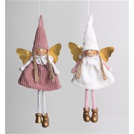 QX IMPEX KFT IRIS textil akasztós angyal fehér/mályva 20cm QX_IMPEX_KFT_061087 small