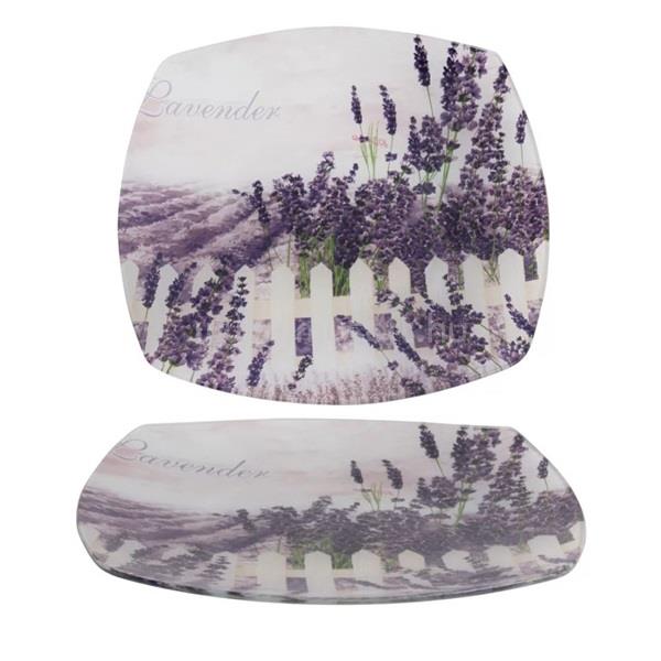 QX IMPEX KFT IRIS üveg tányér levendula minta 25x25cm