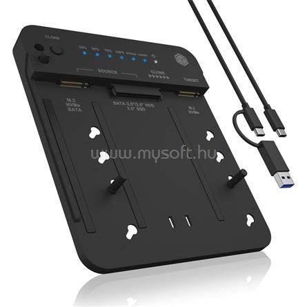 RAIDSONIC Clone- & DockingStation 2.5"/3.5" SATA / m.2 NVMe SATA3 / PCIe NVMe  dokkoló (fekete)