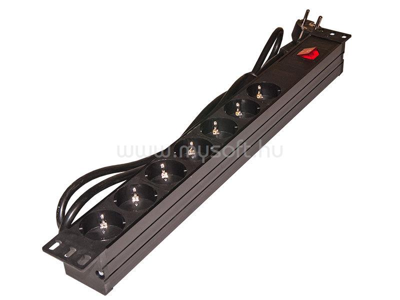 RAINBOW Rack 230 V-os elosztó 19"-os, 7aljzattal, kapcsolóval.