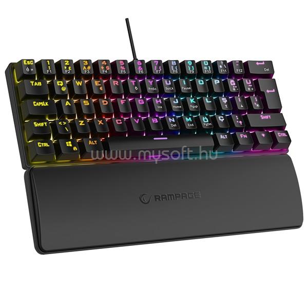 RAMPAGE PLOWER K60 mechanikus Blue switch RGB LED vezetékes billentyűzet angol lokalizáció (fekete)