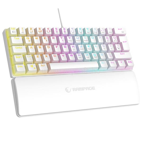 RAMPAGE PLOWER K60 mechanikus Blue switch RGB LED vezetékes billentyűzet angol lokalizáció (fehér)