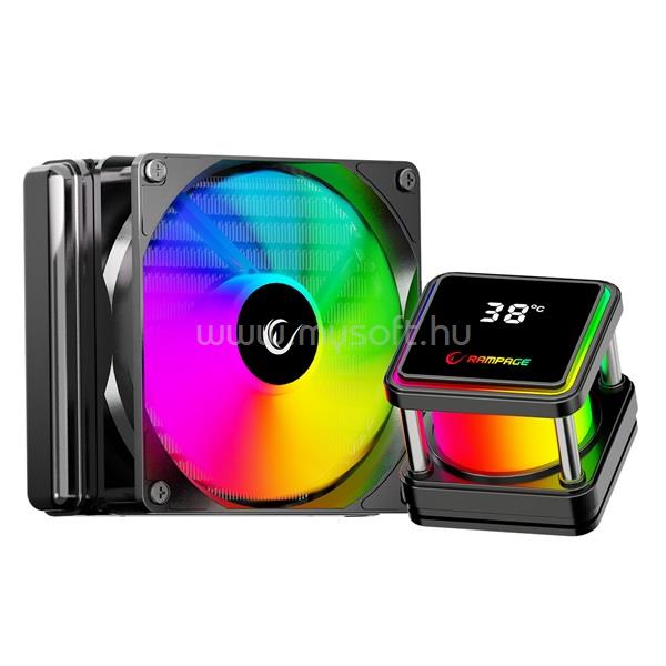 RAMPAGE INFINITE V120 CPU vízhűtés (36,9dB max., 98,54 m3/h; 12cm, A-RGB LED, fekete)