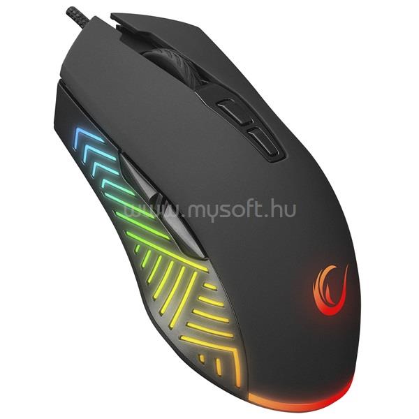 RAMPAGE SMX-G68 SPEAR gamer vezetékes egér (7200DPI, 7 gomb, makro, RGB LED, 1,5m harisnyázott kábel, fekete)
