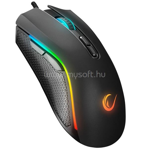 RAMPAGE SMX-R44 V2 Macro gamer vezetékes egér (12800 DPI, 7 gomb, makro, RGB LED, 1,8m fonott kábel, fekete)