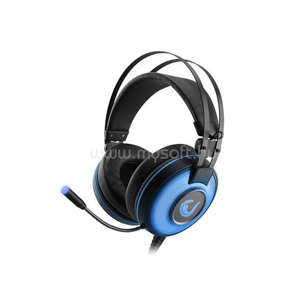 RAMPAGE SN-RW66 Alpha-X Gaming headset (7.1, mikrofon, USB, hangerőszabályzó, nagy-párnás, 2.1m kábel, fekete-kék)