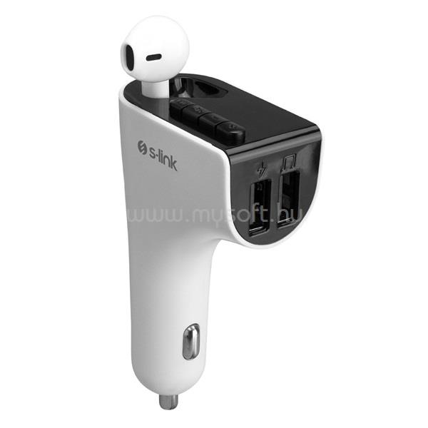 RAMPAGE FM Transmitter - S-link SL-BT245 Bluetooth  (BT5.0.; Dual USB, MicroSD; 3A USB gyorstöltő, +1 db fülhallgató)