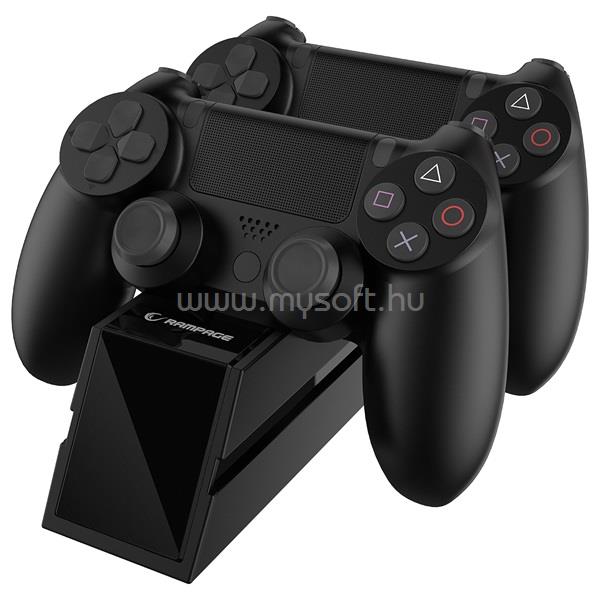 RAMPAGE Dokkoló 2x PS4 kontroller töltéséhez (fekete)