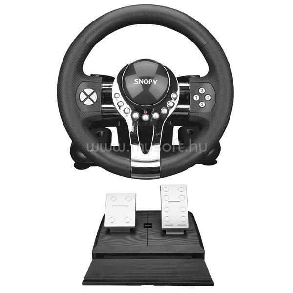 RAMPAGE Gamer kormány - Snopy V5H USB Metallic Pro  (PC, 12 gomb, pedálszett, sebességváltó)
