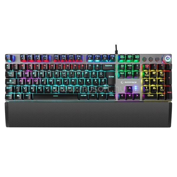 RAMPAGE KB-R28 BLADE PLUS mechanikus Blue switch vezetékes billentyűzet (magyar, fekete)