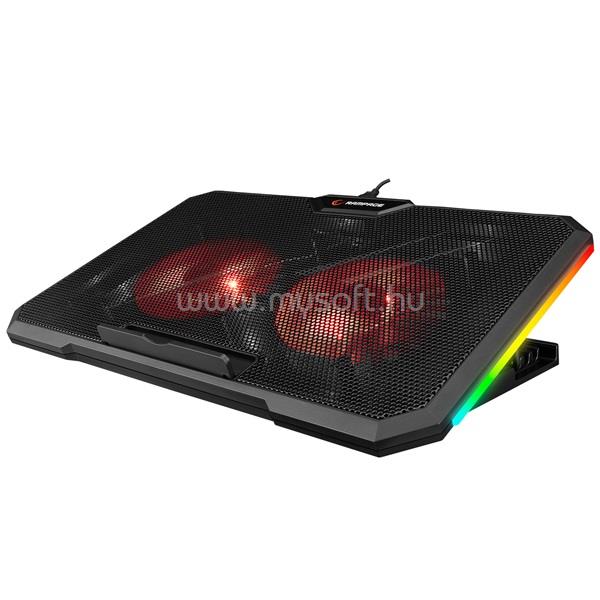 RAMPAGE Notebook Hűtőpad 17"-ig - AD-RC12 GAMEZONE (2*12cm venti, 100rpm, RGB LED) Fekete