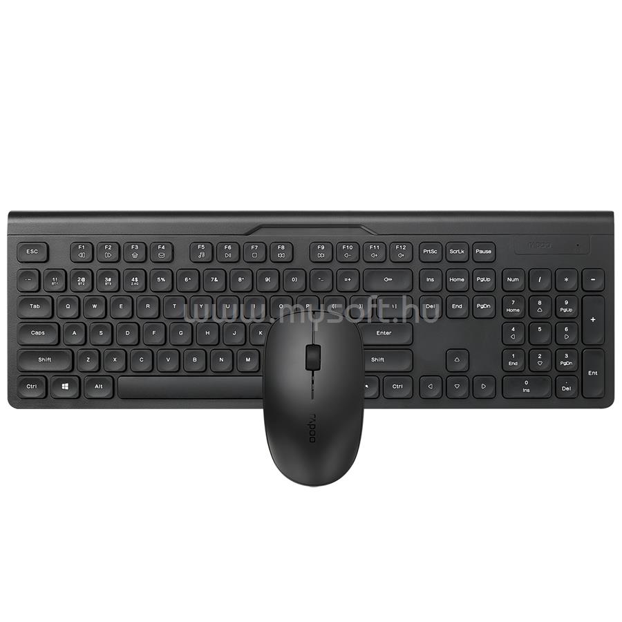 RAPOO 8065M vezeték nélküli billentyűzet + egér (Bluetooth, 2,4 GHz), fekete (189521)