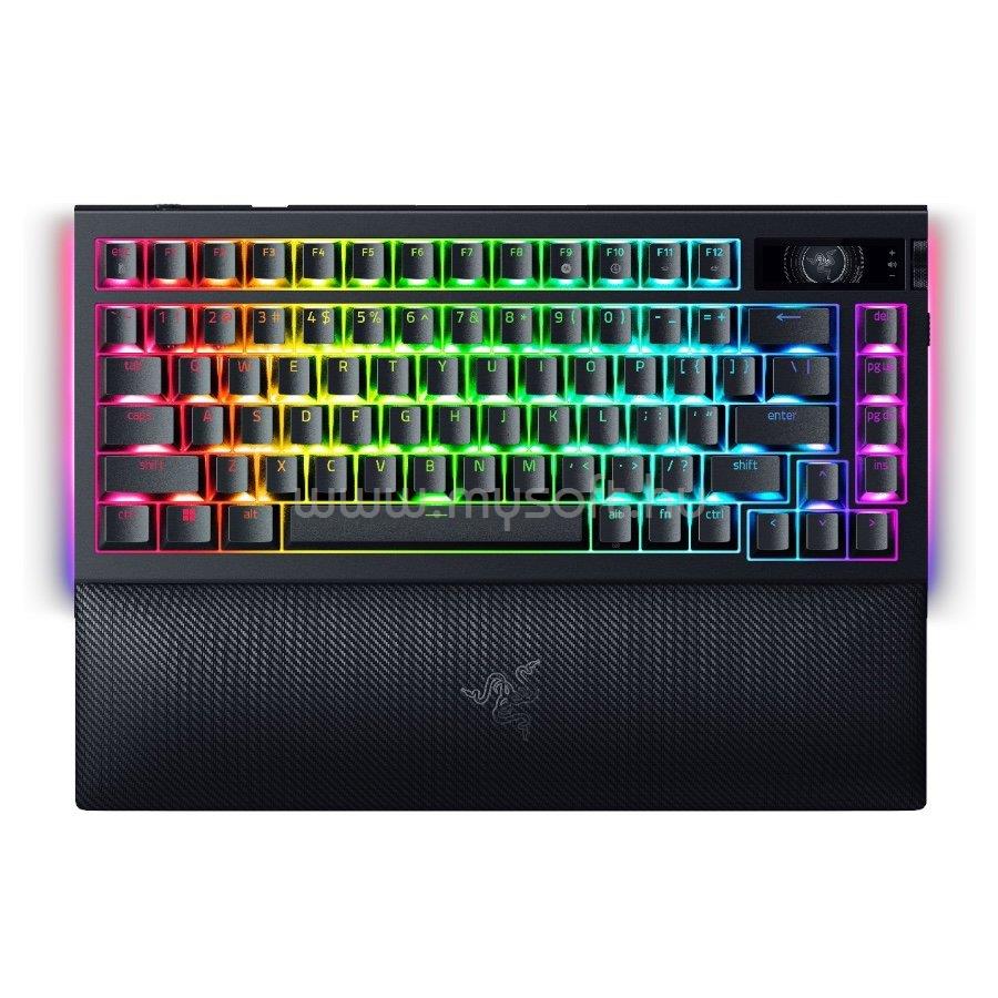 RAZER BlackWidow V4 Pro 75% mechanikus gamer vezetékes / vezeték nélküli billentyűzet amerikai angol lokalizáció (fekete)