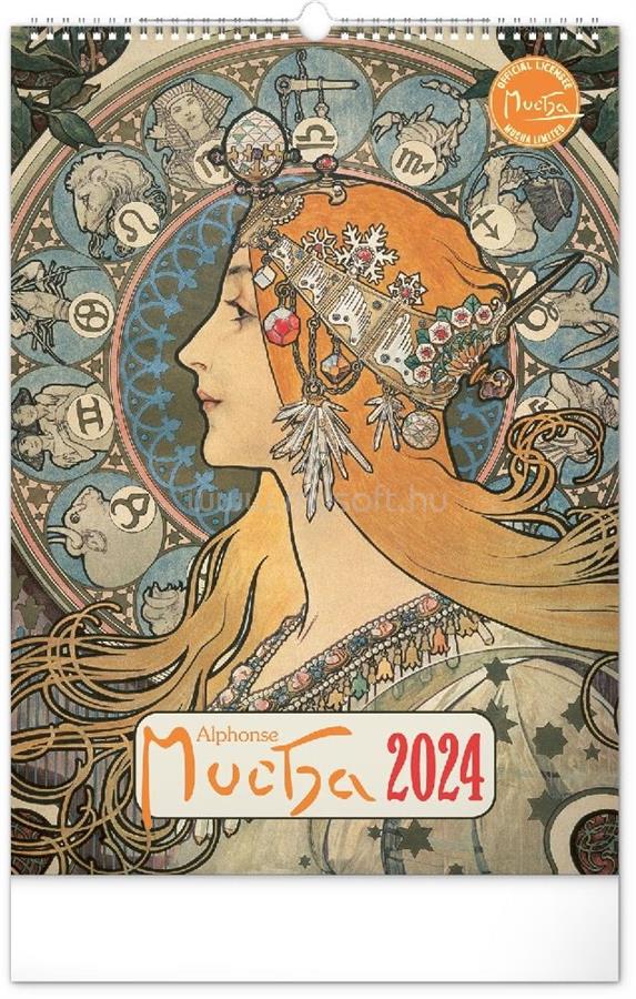 REALSYSTEM 2024-es Alphonse Mucha 6094-AM falinaptár