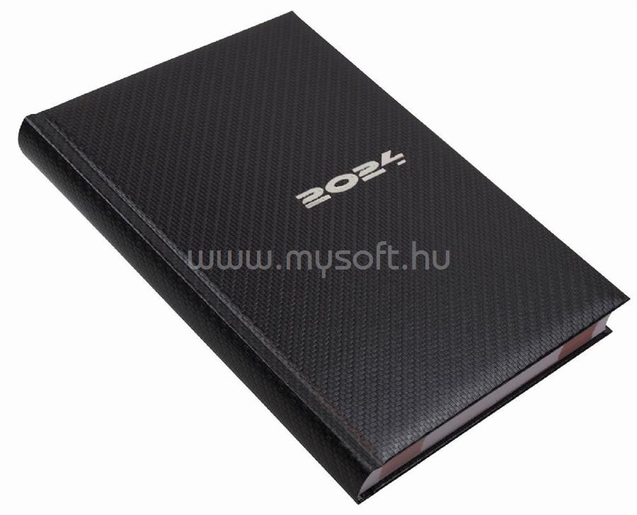 REALSYSTEM 2024-es Carbon 5321-81 A5 napi beosztású acél határidőnapló