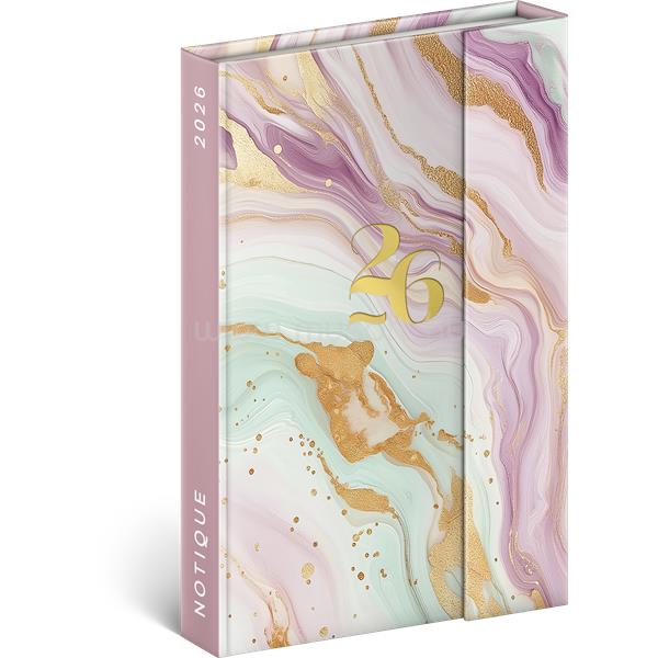 REALSYSTEM 2026 Pink Marble 5412 B6 mágneses zsebnaptár