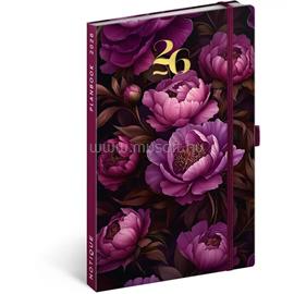 REALSYSTEM 2026 Purple Flowers 5414 13x21 cm gumipántos agenda/notesz 5414-PF small