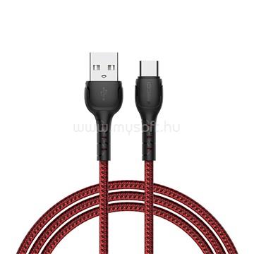 RECCI RTC-N16CR 3A TypeC-USB szövet kábel 1m (piros)