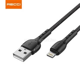 RECCI RTC-N16LB 3A Lightning-USB szövet kábel, fekete - 1m RTC-N16LB small