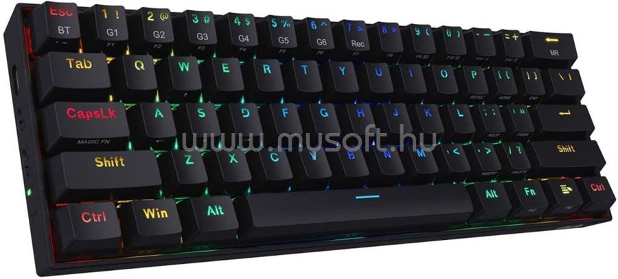 REDRAGON K530 Draconic Compact Blue Switches gamer vezeték nélküli billentyűzet (magyar, fekete)
