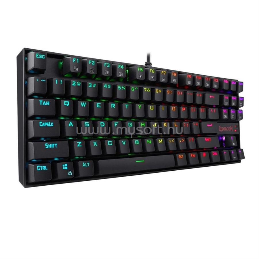 REDRAGON K552 KUMARA RGB Red Switch gamer vezetékes billentyűzet (magyar, fekete)