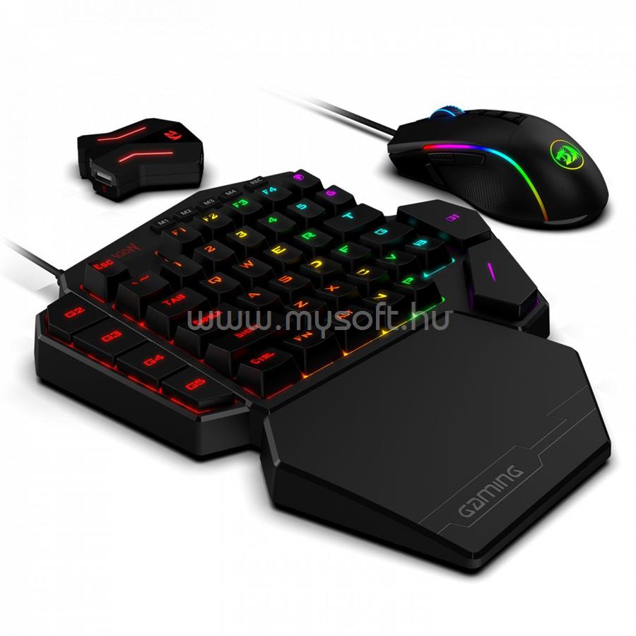 REDRAGON K585 One-handed RGB Gaming Keyboard Blue Switch and M721-Pro Mouse Combo with GA200 Converter for Xbox One/PS4/Switch/PS3/PC Black US