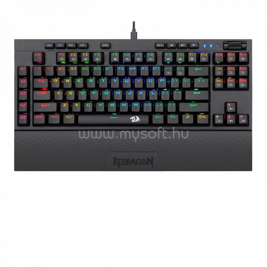 REDRAGON K596 VISHNU Blue gamer vezetékes billentyűzet (magyar, fekete)