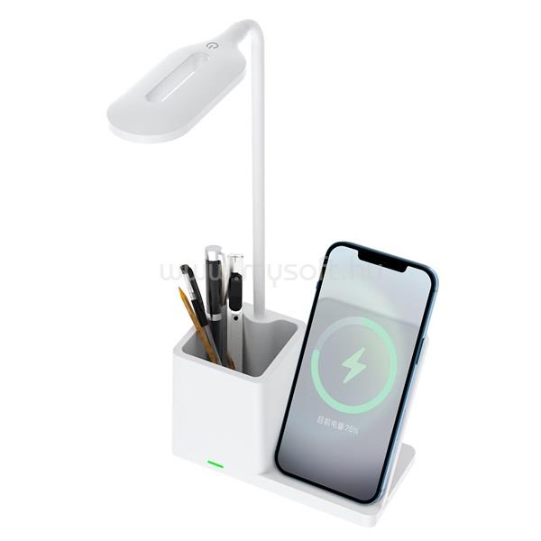 S-LINK Asztali lámpa -SL-M9054 (Wireless töltő 10W, fehér)