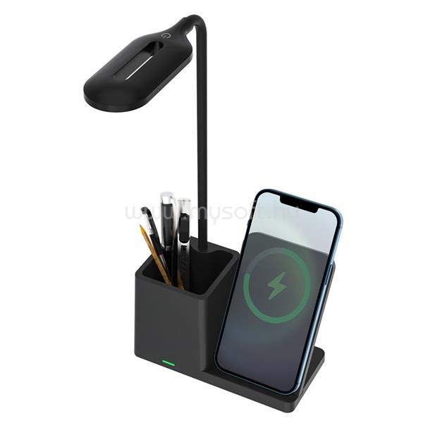 S-LINK Asztali lámpa -SL-M9054 (Wireless töltő 10W, fekete)