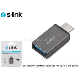 S-LINK Átalakító - SL-TAOTG20M OTG Adapter (Bemenet: USB-C, Kimenet: USB-A, fém, szürke) S-LINK_29145 small