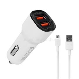 S-LINK Autós töltő  -  SL-EC30M  (2db USB, 5V/2.4A/3,4A, 17W, Micro usb, 100cm adat+töltőkábel, fehér) S-LINK_35679 small