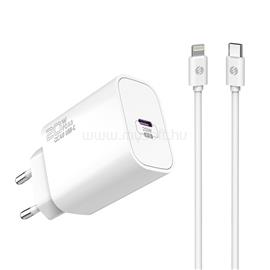 S-LINK Hálózati töltő - SL-EC62PD (20W, QC4.0 Gyorstöltés,Type-C to Lightning, 100cm adat+töltőkábel, fehér) S-LINK_36399 small